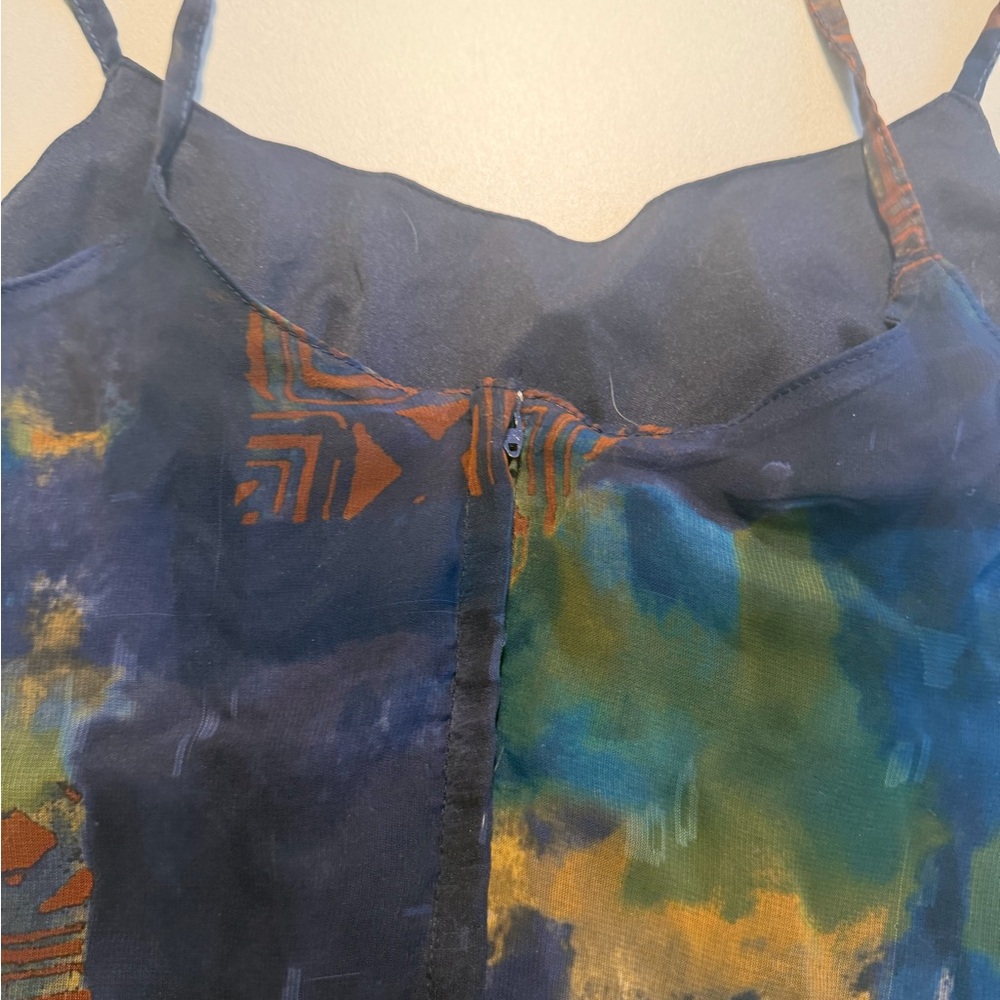 Patchwork y2k Patterned babydoll mini spaghetti S… - image 9